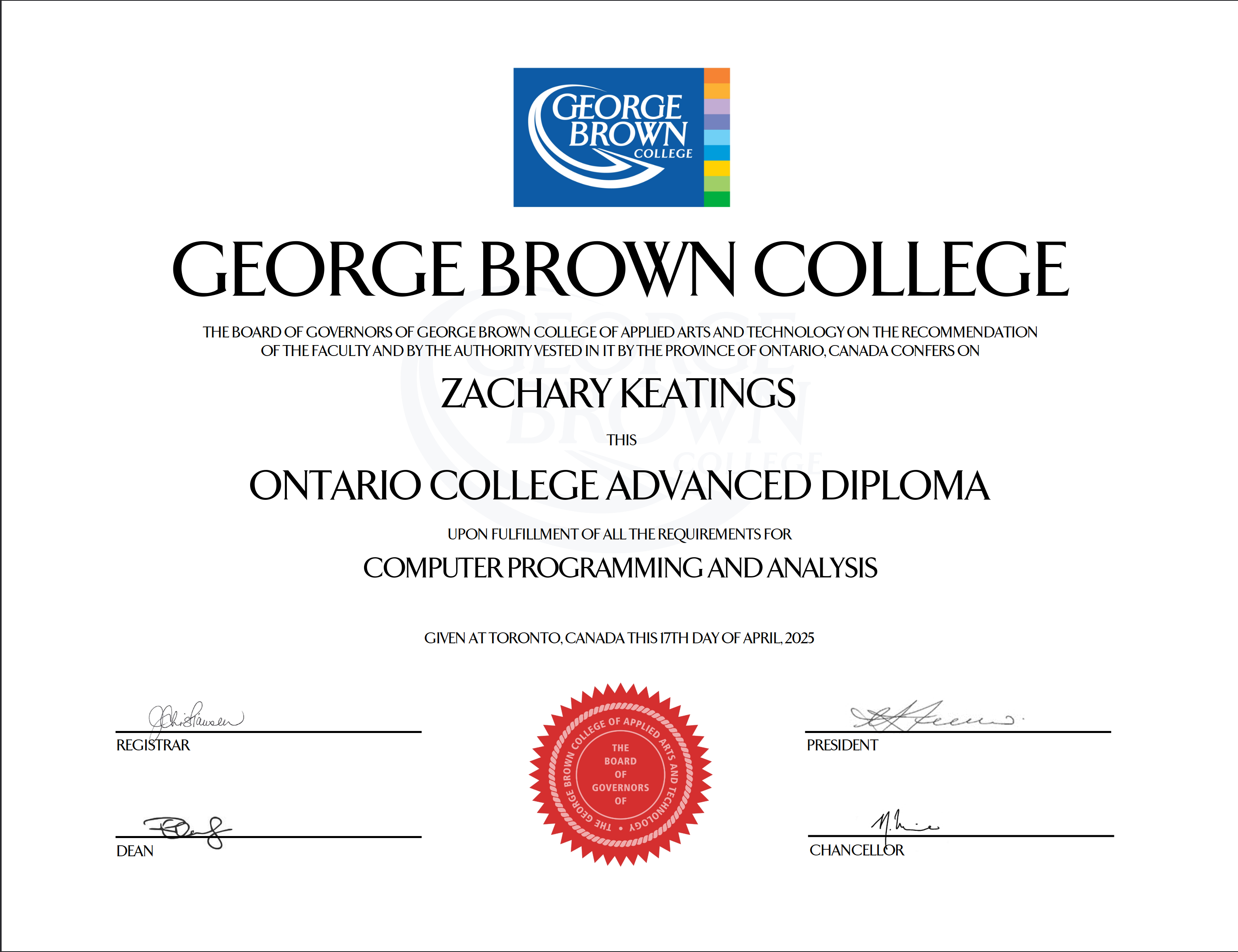 Computer Programming & Analysis Advanced Diploma